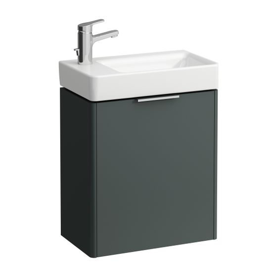 Laufen Waschtischunterbau BASE für Pro S 267x460x515mm, Verkehrsgrau, 1 Tür Scharnier links mit Griff Aluminium eloxiert
