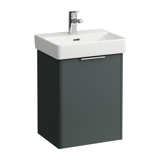 Laufen Waschtischunterbau BASE für Pro S 321x415x515mm, Verkehrsgrau, 1 Tür Scharnier rechts mit Griff Aluminium eloxiert