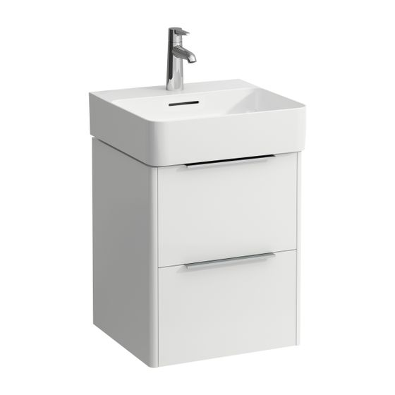 Laufen Waschtischunterbau BASE für VAL 391x433x515mm, Mattweiß, 2 Schubladen mit Griff Aluminium eloxiert