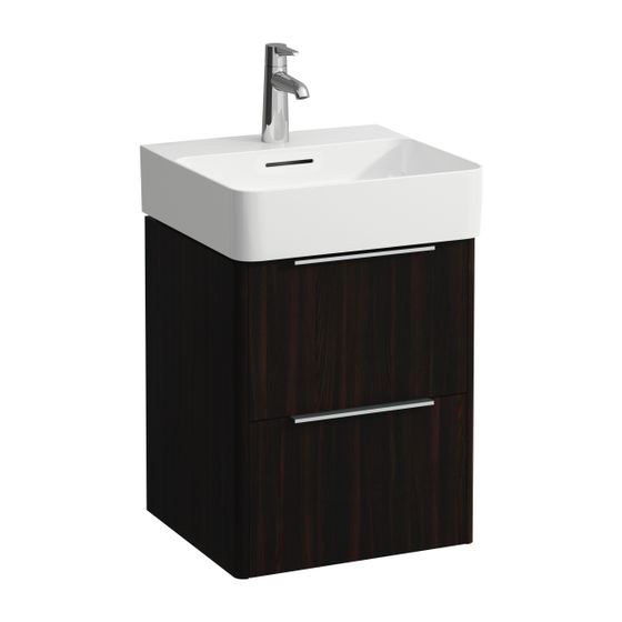 Laufen Waschtischunterbau BASE für VAL 391x433x515mm, Ulme dunkel, 2 Schubladen mit Griff Aluminium eloxiert