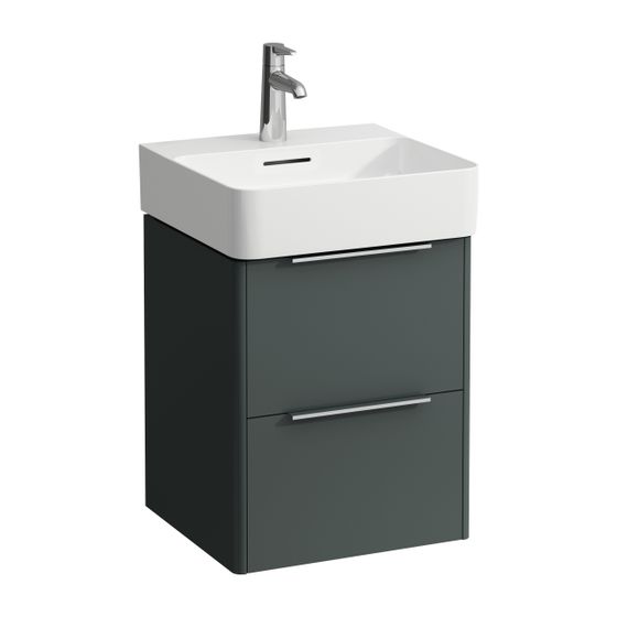 Laufen Waschtischunterbau BASE für VAL 391x433x515mm, Verkehrsgrau, 2 Schubladen mit Griff Aluminium eloxiert