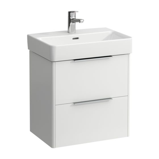 Laufen Waschtischunterbau BASE für Pro S 358x520x515mm, glänzend Weiß, 2 Schubladen mit Griff Aluminium eloxiert
