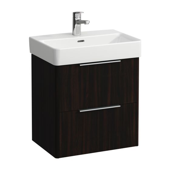 Laufen Waschtischunterbau BASE für Pro S 358x520x515mm, Ulme dunkel, 2 Schubladen mit Griff Aluminium eloxiert