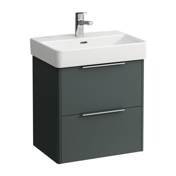 Laufen Waschtischunterbau BASE für Pro S 358x520x515mm, Verkehrsgrau, 2 Schubladen mit Griff Aluminium eloxiert