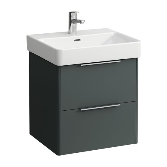 Laufen Waschtischunterbau BASE für Pro S 438x520x515mm, Verkehrsgrau, 2 Schubladen mit Griff Aluminium eloxiert