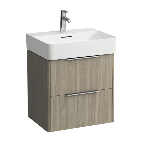 Laufen Waschtischunterbau BASE für VAL 391x533x515mm, Ulme hell, 2 Schubladen mit Griff Aluminium eloxiert