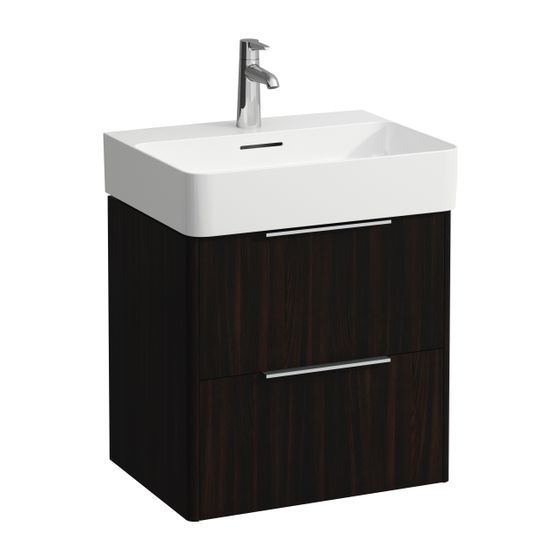 Laufen Waschtischunterbau BASE für VAL 391x533x515mm, Ulme dunkel, 2 Schubladen mit Griff Aluminium eloxiert