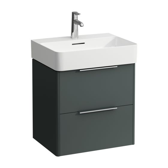 Laufen Waschtischunterbau BASE für VAL 391x533x515mm, Verkehrsgrau, 2 Schubladen mit Griff Aluminium eloxiert