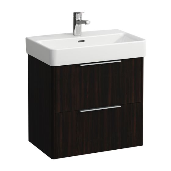 Laufen Waschtischunterbau BASE für Pro S 358x570x515mm, Ulme dunkel, 2 Schubladen mit Griff Aluminium eloxiert