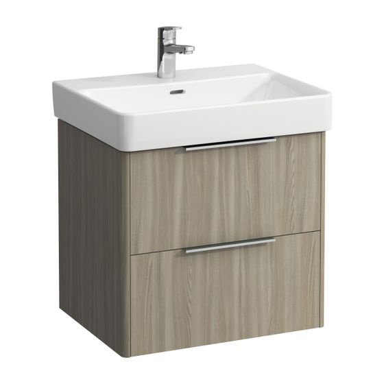 Laufen Waschtischunterbau BASE für Pro S 438x570x515mm, Ulme hell, 2 Schubladen mit Griff Aluminium eloxiert