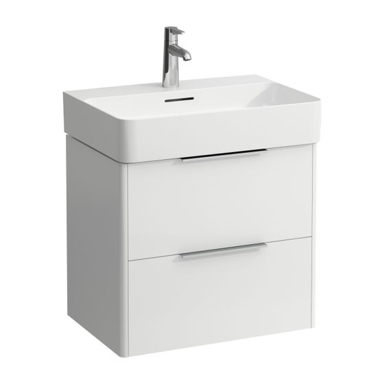 Laufen Waschtischunterbau BASE für VAL 391x583x515mm, glänzend Weiß, 2 Schubladen mit Griff Aluminium eloxiert