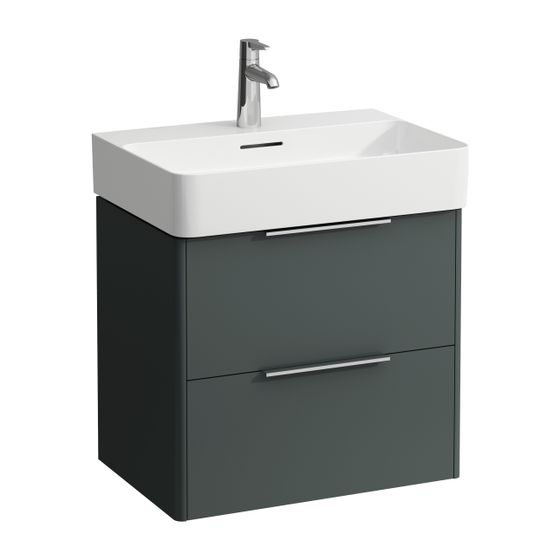 Laufen Waschtischunterbau BASE für VAL 391x583x515mm, Verkehrsgrau, 2 Schubladen mit Griff Aluminium eloxiert