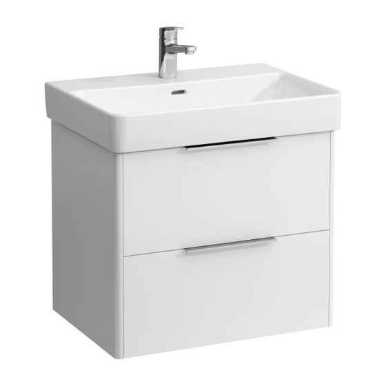 Laufen Waschtischunterbau BASE für Pro S 438x615x515mm, glänzend Weiß, 2 Schubladen mit Griff Aluminium eloxiert