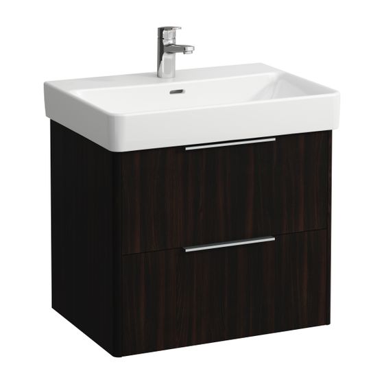 Laufen Waschtischunterbau BASE für Pro S 438x615x515mm, Ulme dunkel, 2 Schubladen mit Griff Aluminium eloxiert
