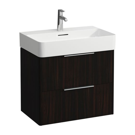 Laufen Waschtischunterbau BASE für VAL 391x635x515mm, Ulme dunkel, 2 Schubladen mit Griff Aluminium eloxiert