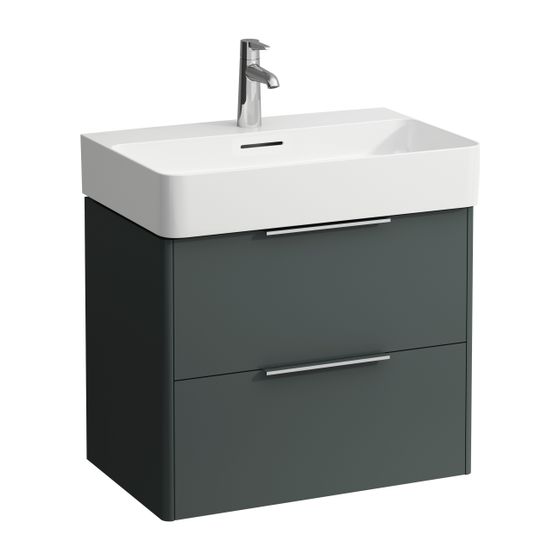 Laufen Waschtischunterbau BASE für VAL 391x635x515mm, Verkehrsgrau, 2 Schubladen mit Griff Aluminium eloxiert