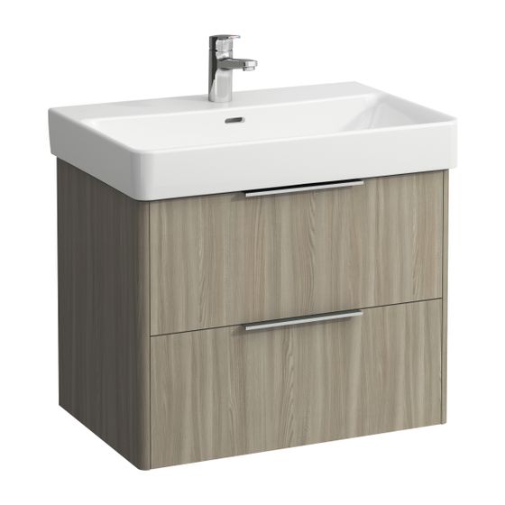 Laufen Waschtischunterbau BASE für Pro S 438x665x515mm, Ulme hell, 2 Schubladen mit Griff Aluminium eloxiert