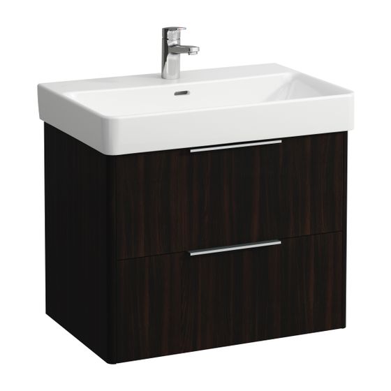 Laufen Waschtischunterbau BASE für Pro S 438x665x515mm, Ulme dunkel, 2 Schubladen mit Griff Aluminium eloxiert