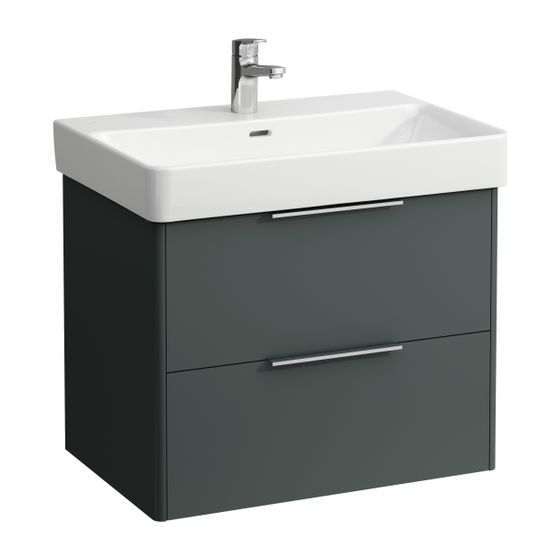 Laufen Waschtischunterbau BASE für Pro S 438x665x515mm, Verkehrsgrau, 2 Schubladen mit Griff Aluminium eloxiert