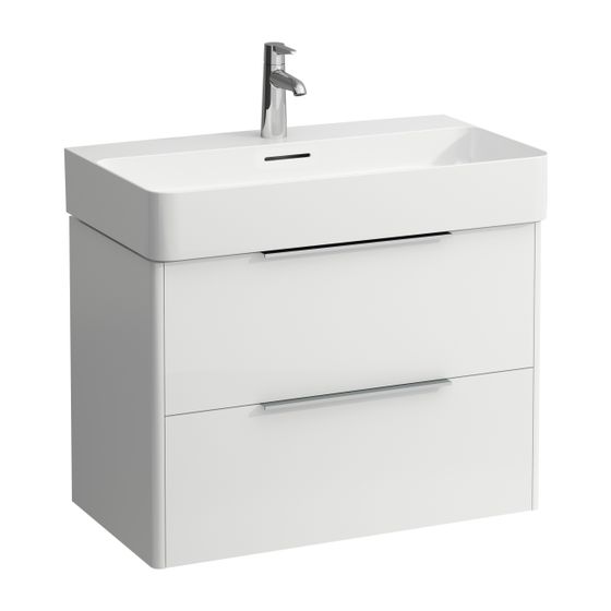 Laufen Waschtischunterbau BASE für VAL 391x733x515mm, glänzend Weiß, 2 Schubladen mit Griff Aluminium eloxiert
