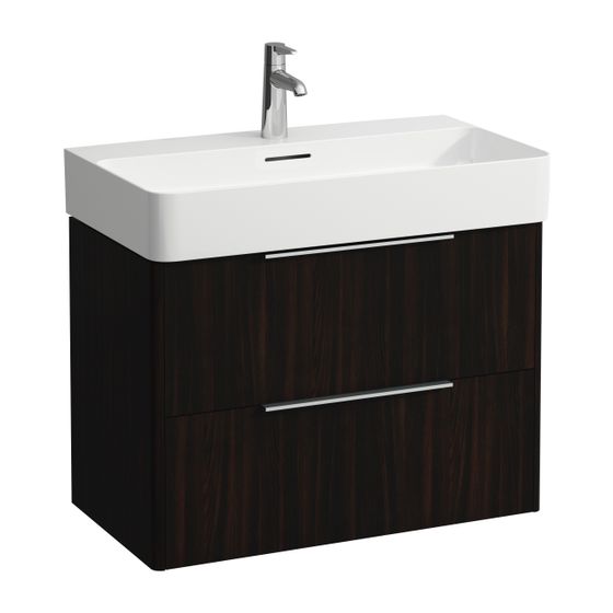 Laufen Waschtischunterbau BASE für VAL 391x733x515mm, Ulme dunkel, 2 Schubladen mit Griff Aluminium eloxiert