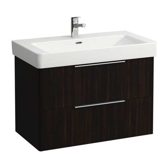 Laufen Waschtischunterbau BASE für Pro S 438x809x515mm, Ulme dunkel, 2 Schubladen mit Griff Aluminium eloxiert