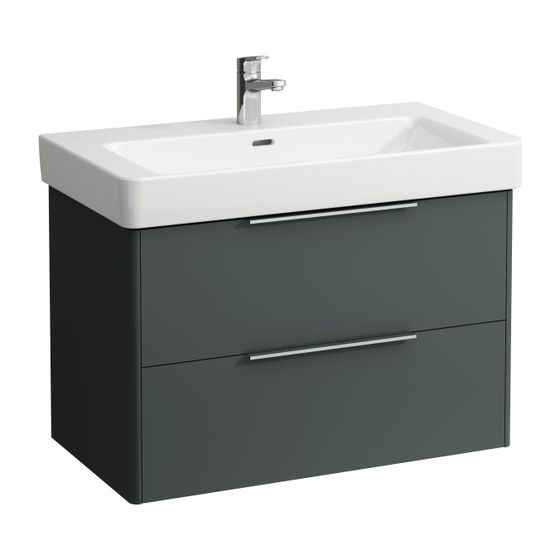 Laufen Waschtischunterbau BASE für Pro S 438x809x515mm, Verkehrsgrau, 2 Schubladen mit Griff Aluminium eloxiert