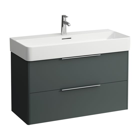 Laufen Waschtischunterbau BASE für VAL 391x930x515mm, Verkehrsgrau, 2 Schubladen mit Griff Aluminium eloxiert