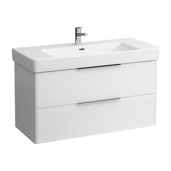 Laufen Waschtischunterbau BASE für Pro S 438x1010x515mm, glänzend Weiß, 2 Schubladen mit Griff Aluminium eloxiert