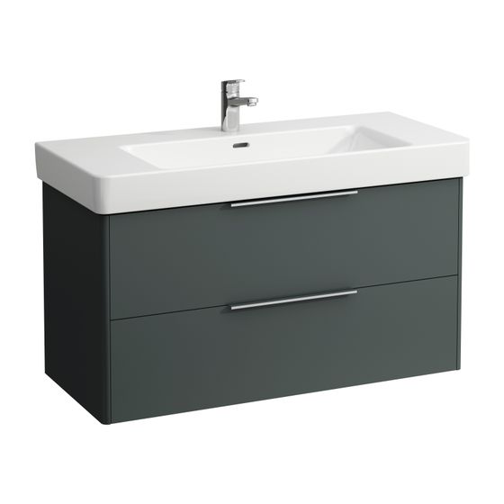 Laufen Waschtischunterbau BASE für Pro S 438x1010x515mm, Verkehrsgrau, 2 Schubladen mit Griff Aluminium eloxiert