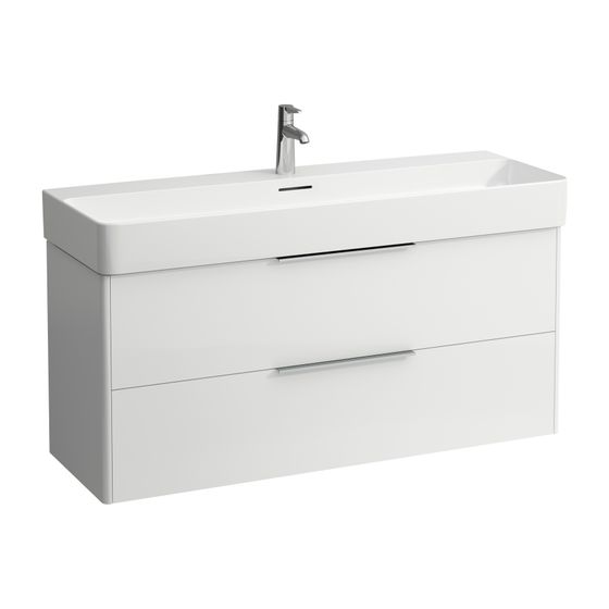 Laufen Waschtischunterbau BASE für VAL 391x1180x515mm, glänzend Weiß, 2 Schubladen mit Griff Aluminium eloxiert