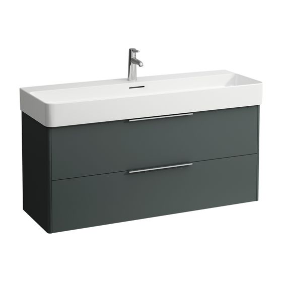 Laufen Waschtischunterbau BASE für VAL 391x1180x515mm, Verkehrsgrau, 2 Schubladen mit Griff Aluminium eloxiert