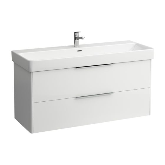 Laufen Waschtischunterbau BASE für Pro S 515x1160x438mm, glänzend Weiß, 2 Schubladen mit Griff Aluminium eloxiert