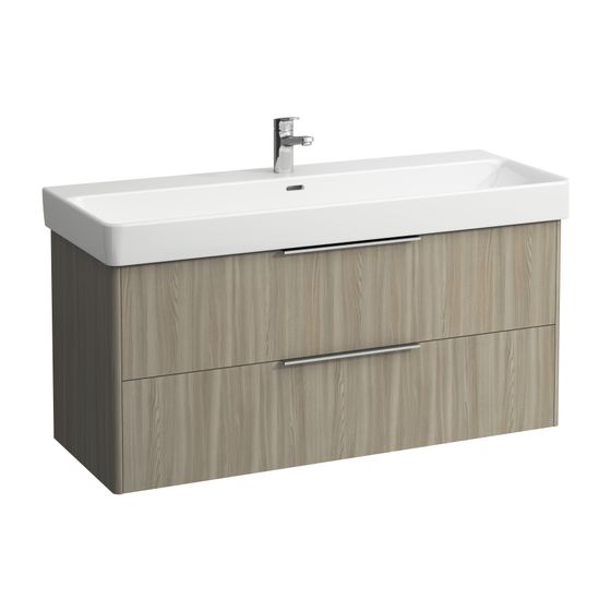 Laufen Waschtischunterbau BASE für Pro S 515x1160x438mm, Ulme hell, 2 Schubladen mit Griff Aluminium eloxiert
