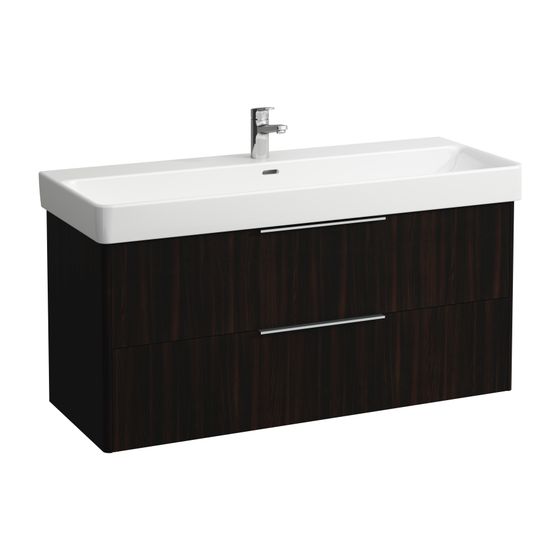 Laufen Waschtischunterbau BASE für Pro S 515x1160x438mm, Ulme dunkel, 2 Schubladen mit Griff Aluminium eloxiert