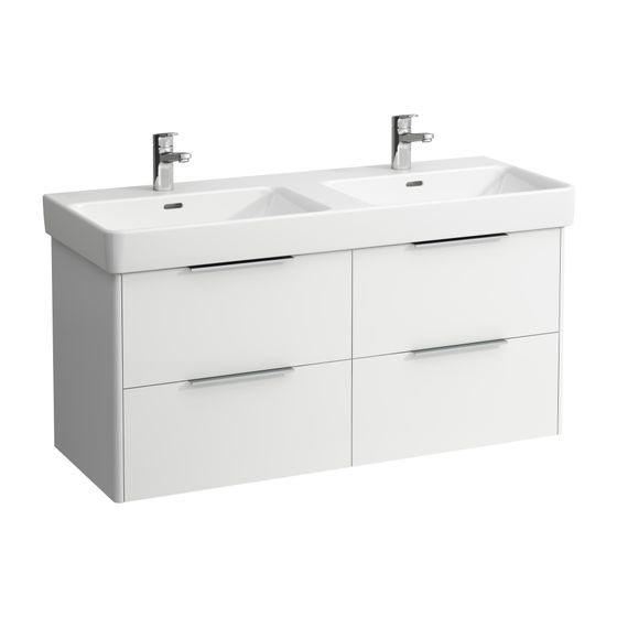 Laufen Waschtischunterbau BASE für Pro S 438x1159x515mm, glänzend Weiß, 4 Schubladen mit Griff Aluminium eloxiert