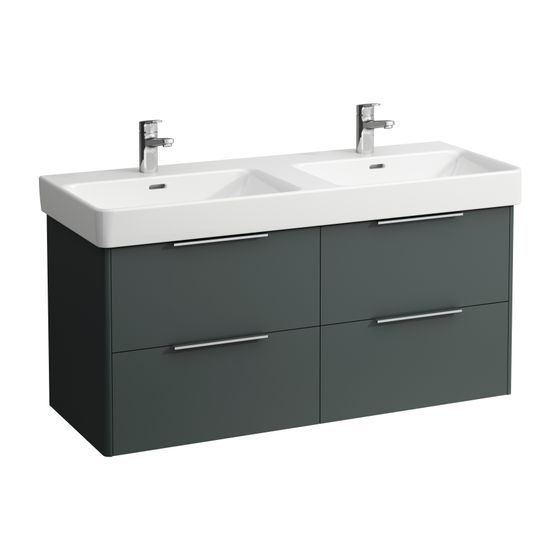 Laufen Waschtischunterbau BASE für Pro S 438x1159x515mm, Verkehrsgrau, 4 Schubladen mit Griff Aluminium eloxiert
