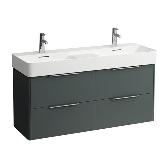 Laufen Waschtischunterbau BASE für VAL 391x1178mm, Verkehrsgrau,5x515mm, 4 Schubladen mit Griff Aluminium eloxiert