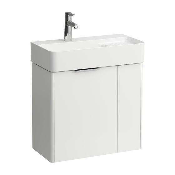 Laufen Waschtischunterbau BASE für VAL 289x584x515mm, glänzend Weiß, 2 Türen mit Griff links Aluminium eloxiert