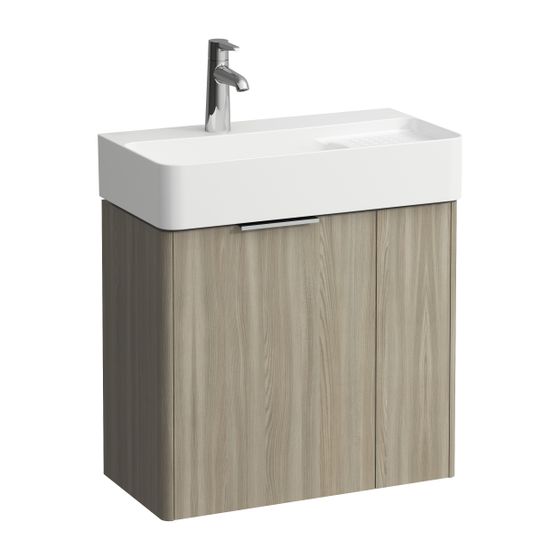 Laufen Waschtischunterbau BASE für VAL 289x584x515mm, Ulme hell, 2 Türen mit Griff links Aluminium eloxiert