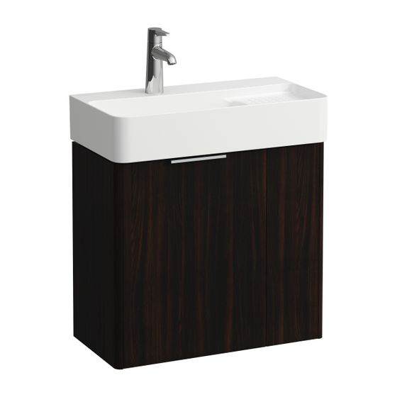 Laufen Waschtischunterbau BASE für VAL 289x584x515mm, Ulme dunkel, 2 Türen mit Griff links Aluminium eloxiert