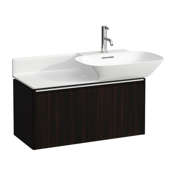 Laufen Waschtischunterbau BASE für INO 339x317x515mm, Ulme dunkel, 1 Schublade mit Griff Aluminium eloxiert