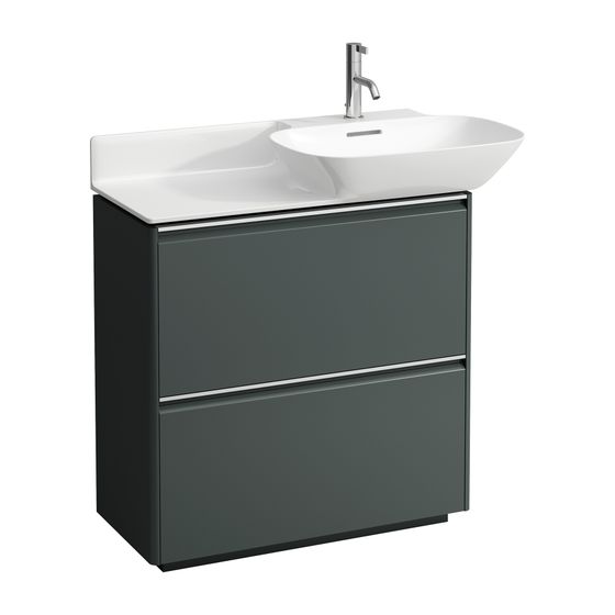 Laufen Waschtischunterbau BASE für INO 348x769x768mm, Verkehrsgrau, bodenstehend 2 Schubladen mit Griff Aluminium eloxiert