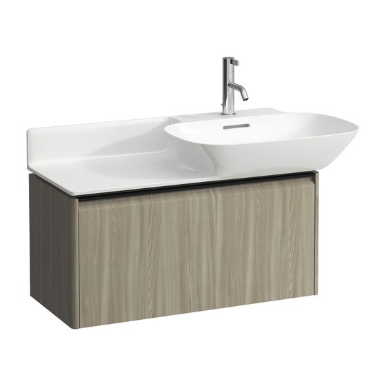 Laufen Waschtischunterbau BASE für INO 339x317x515mm, Ulme hell, Schwarz, 1 Schublade mit Griff Aluminium