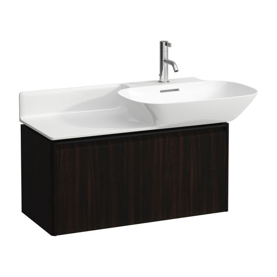 Laufen Waschtischunterbau BASE für INO 339x317x515mm, Ulme dunkel, Schwarz, 1 Schublade mit Griff Aluminium