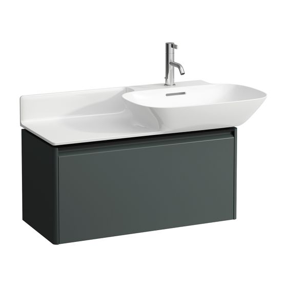 Laufen Waschtischunterbau BASE für INO 339x317x515mm, Verkehrsgrau, Schwarz, 1 Schublade mit Griff Aluminium