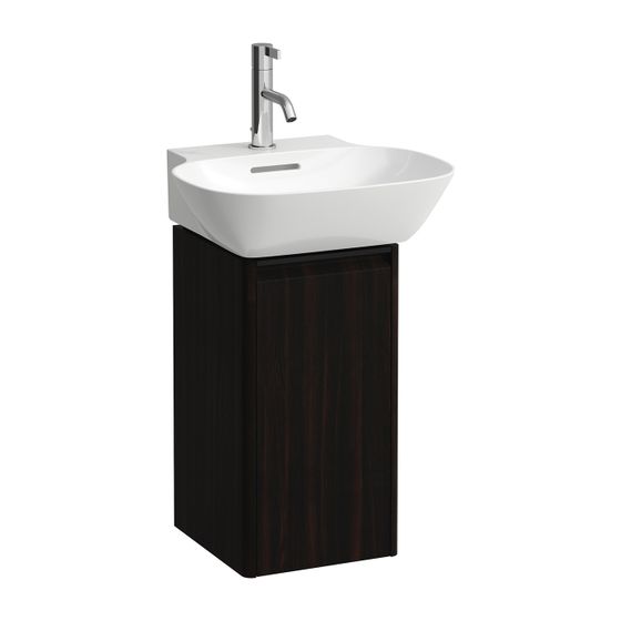 Laufen Waschtischunterbau BASE für INO 296x277x515mm, Ulme dunkel, Schwarz, 1 Tür Scharnier links mit Griff Aluminium