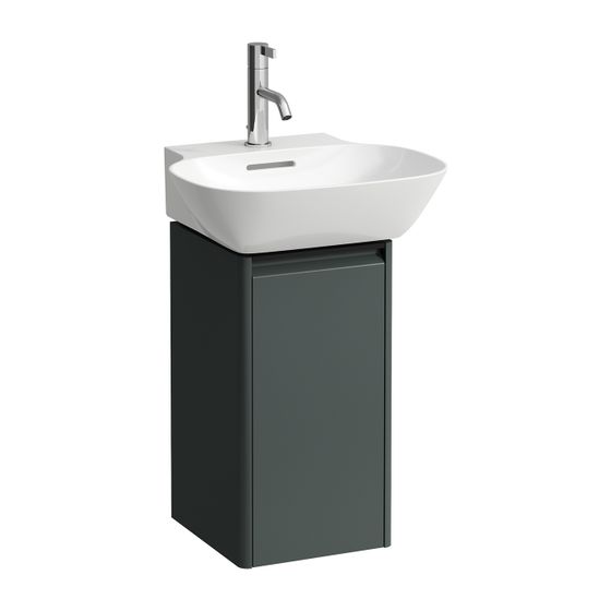 Laufen Waschtischunterbau BASE für INO 296x277x515mm, Verkehrsgrau, Schwarz, 1 Tür Scharnier links mit Griff Aluminium