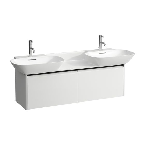 Laufen Waschtischunterbau BASE für INO 348x1170x362mm, Mattweiß, Schwarz, 2 Schubladen mit Griff Aluminium