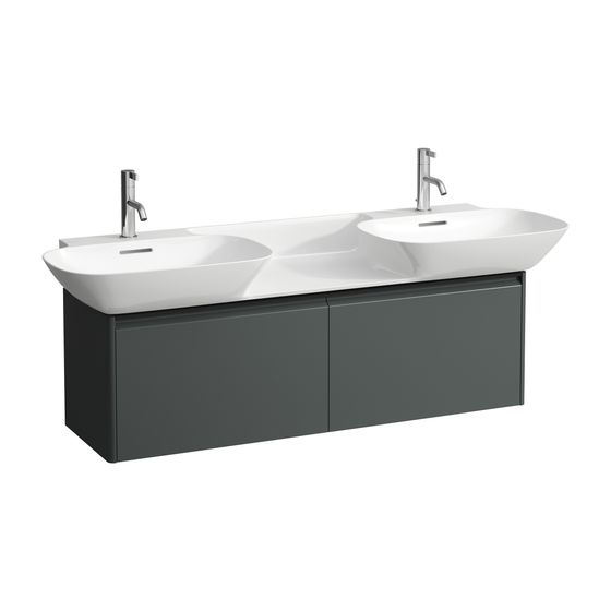 Laufen Waschtischunterbau BASE für INO 348x1170x362mm, Verkehrsgrau, Schwarz, 2 Schubladen mit Griff Aluminium